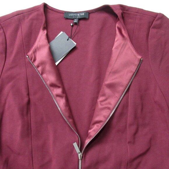 NWT Lafayette 148 New York Sonya in Brandywine Stretch Ponte Zip Front Dress 2 - Picture 4 of 7